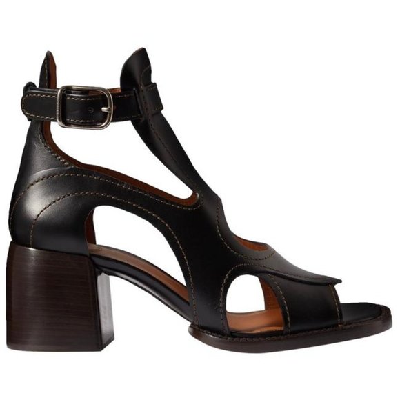 CHLOE Black Gaile Leather Sandals Size EU:35
